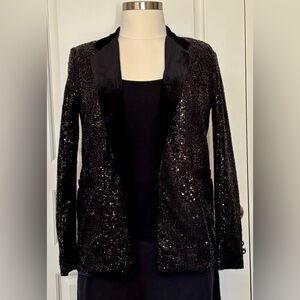 Black Sequin and Velvet Blazer